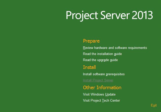 Installation Project Server 2013