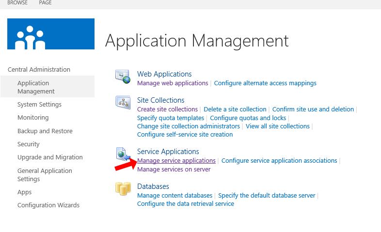 SharePoint Manage Service Application