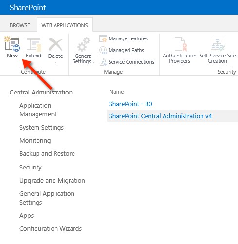 SharePoint New Application 