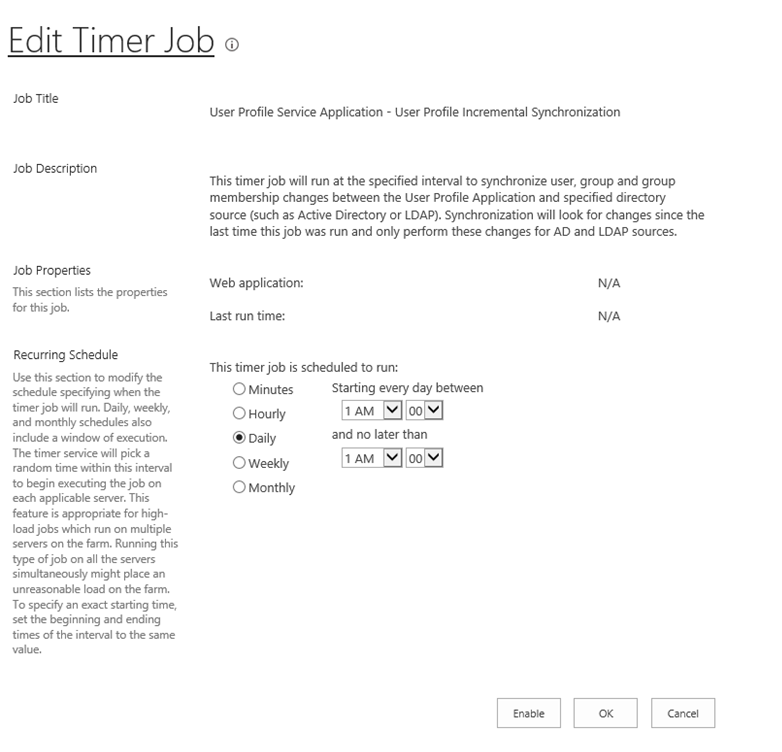 User Profil Sync Dienst Edit Time Job